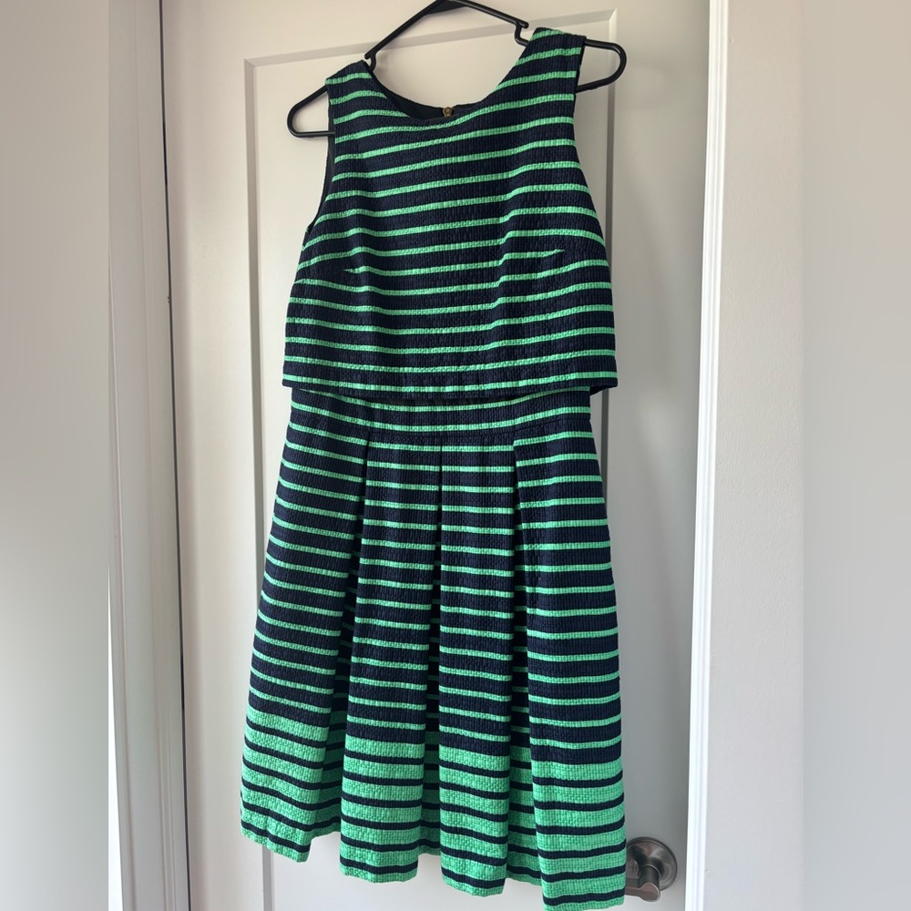 Taylor Women's Dress with Green and Black Stripes